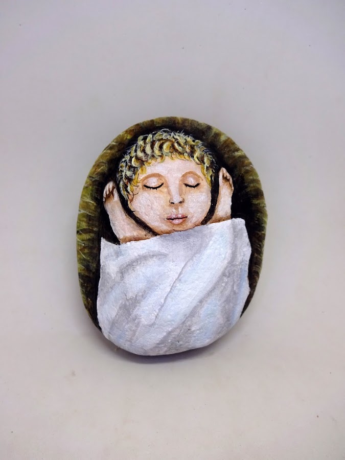 Belén pintado en piedras