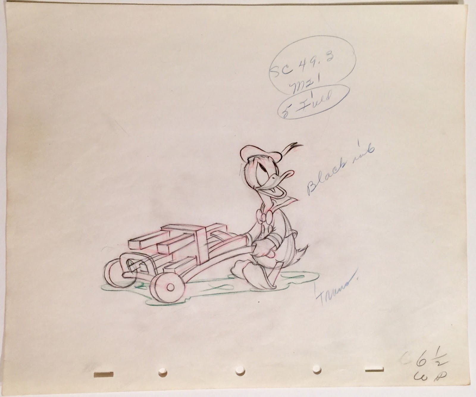 Animation Collection Original Production Drawing Of Donald Duck From