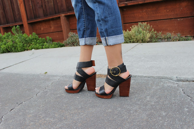 leather black and brown heel