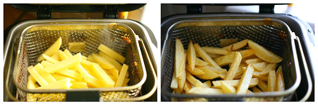 Homemade Fish and Chips Recipe, beer free batter and twice fried chips for extra crisp chips. www.goodfoodshared.blogspot.com
