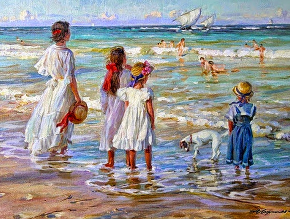 pinturas-de-niños-en-playa