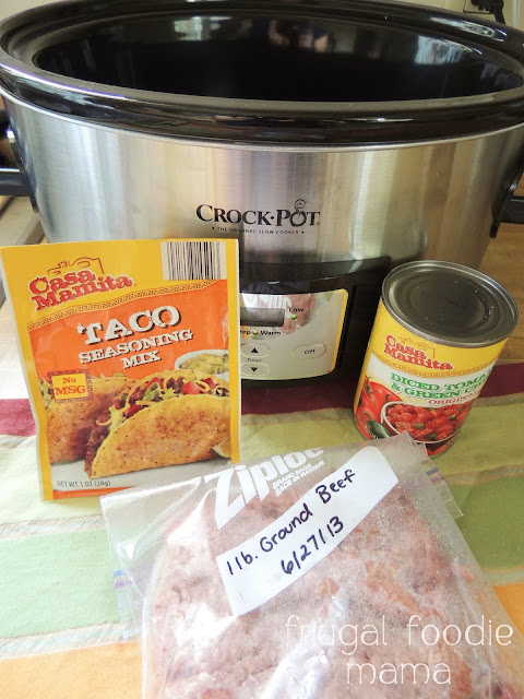 3 Ingredient Crock Pot Tacos- just 3 ingredients, 1 Crock Pot, & 6 hours to the best taco meat ever!