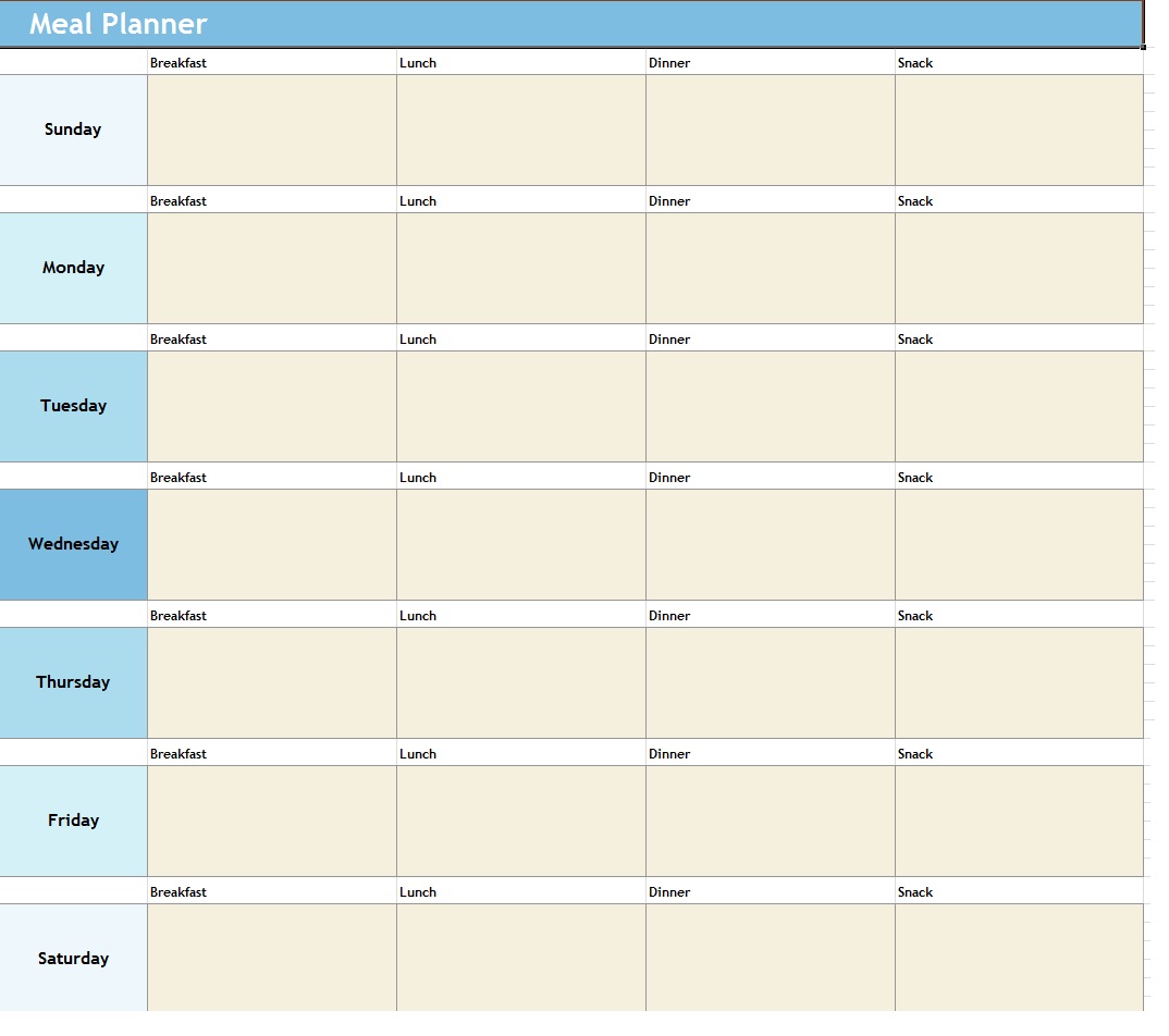 Weekly Meal Planner Template Sample