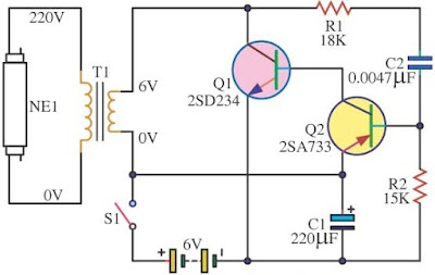 easy 6V Fluorescent Light Circuit Diagram design