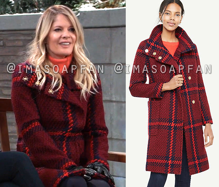 Nina Reeves, Michelle Stafford, Red Plaid Coat, General Hospital, GH
