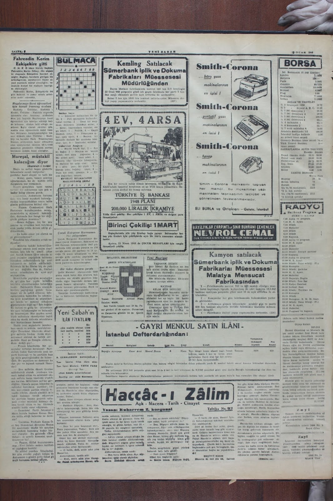 9 ocak 1948 yeni sabah tam metin