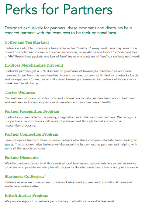 Does starbucks offer health insurance to part time employees