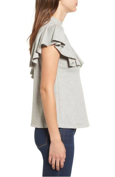 Nordstrom Asymmetrical Ruffle Tee grey ruffle tee