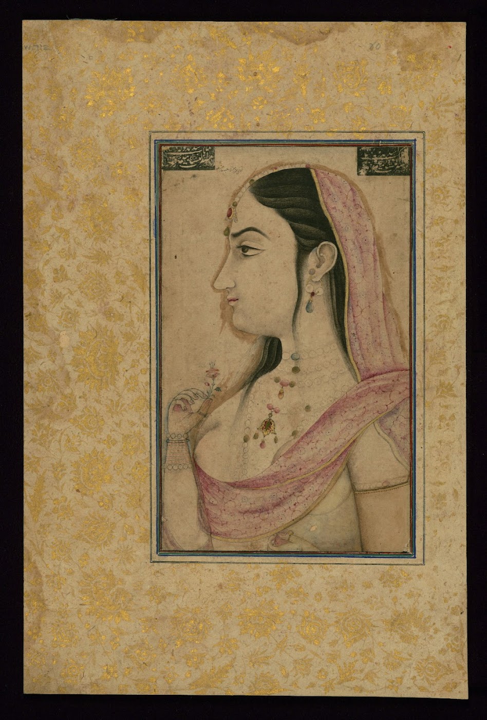 Portrait of Lal Kunwar, the beloved of the eighth Mughal Emperor Jahandār Shāh -  Mughal Painting Circa 18th century