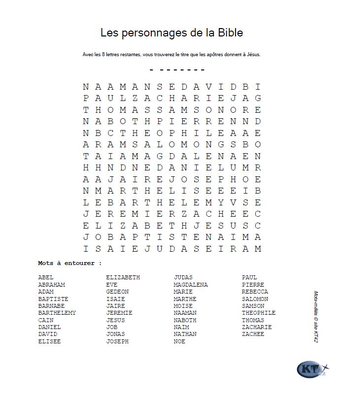 Jeux et activités sur la Bible et les quatre évangiles