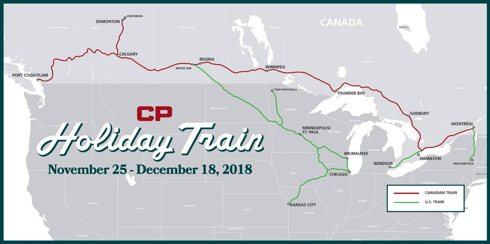 One Tank Trips CP Holiday Trains are a colourful sight crossing Canada