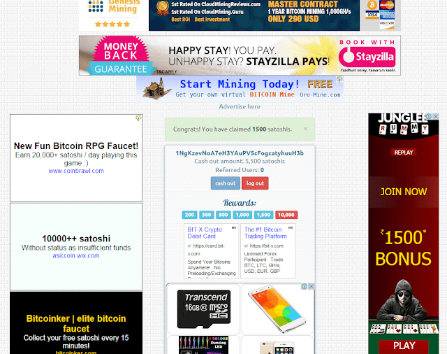 Screenshot of a Bitcoin Faucet page