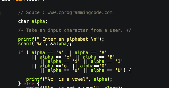 Programming Tutorials: C Program to Check whether a Character is Vowel ...