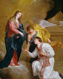 Santo Valentinus menerima a Rosario dari Perawan Maria Valentinus - Santo Yang Hari Rayanya Diperingati Pada Hari Yang Sekarang Disebut Hari Valentine