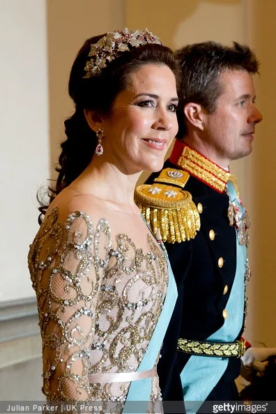 Queen Margrethe II of Denmark attends a Gala Dinner at Christiansborg Palace on the eve of The 75th Birthday of Queen Margrethe of Denmark on April 15, 2015 in Copenhagen, Denmark.