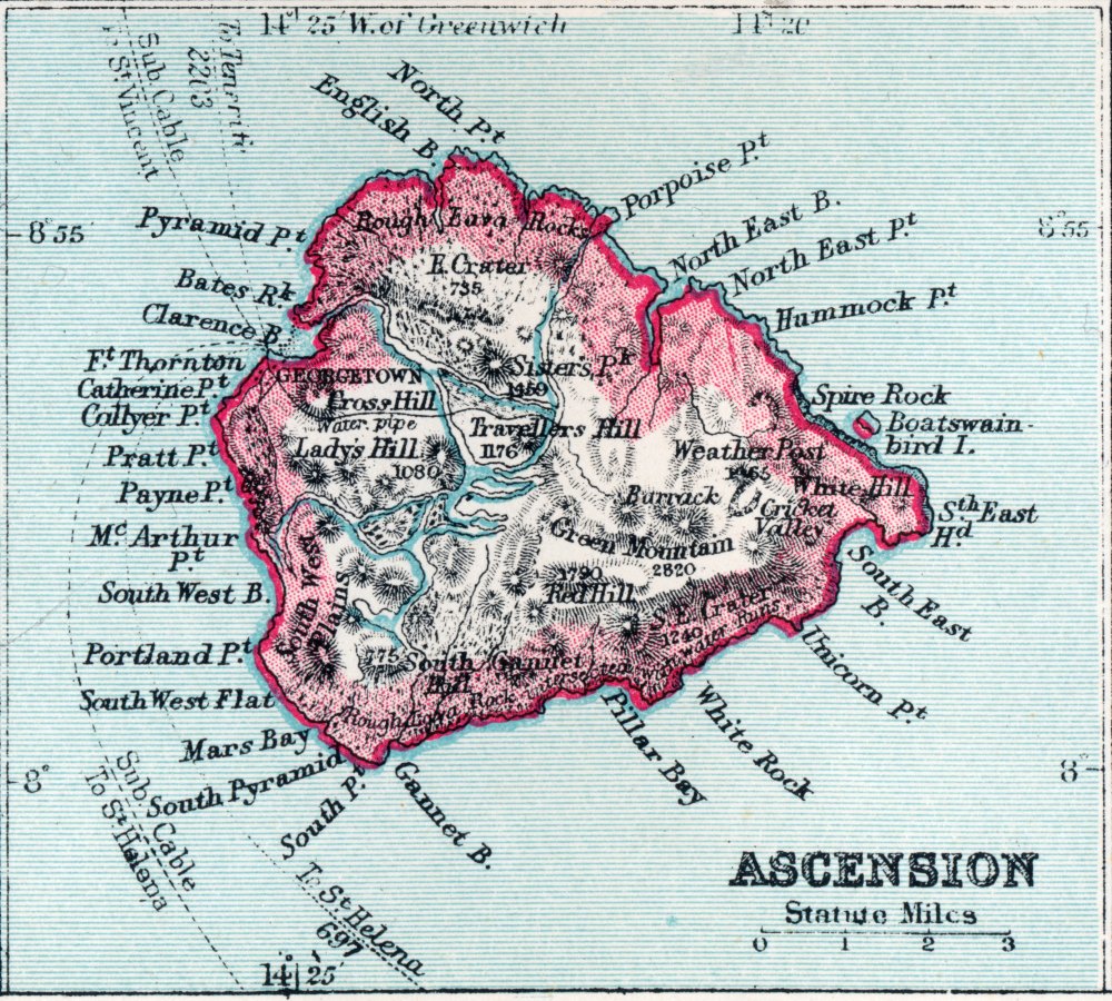 Map Of Ascension Island 1907 