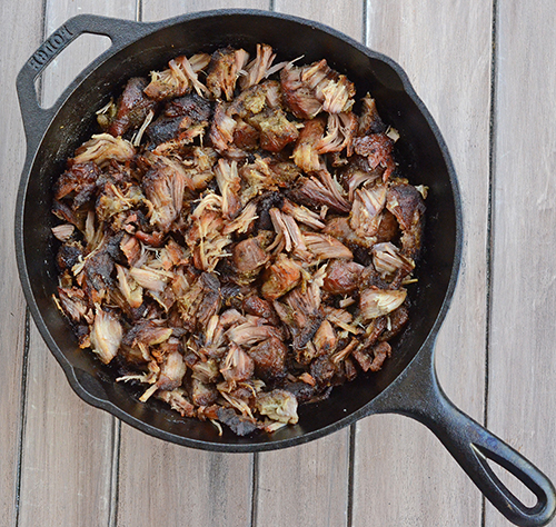 Smithfield Carnitas cooked in a skillet on the grill - real flavor, real fast.
