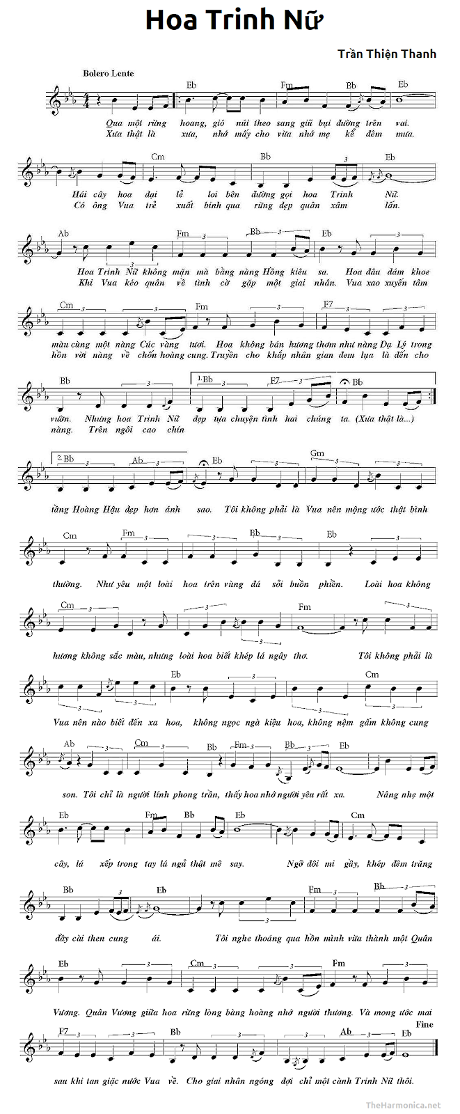Harmonica Tabs - Hoa Trinh Nữ - Trần Thiện Thanh - The Harmonica