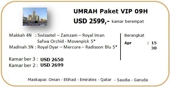 Paket Umroh April 2017 VIP Bintang 5