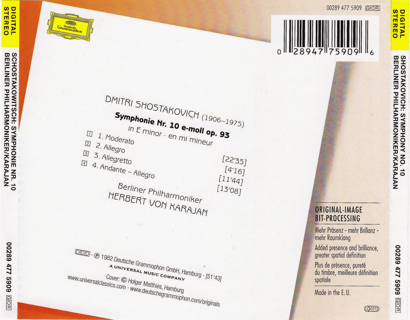 Sentidos Shostakovich Sinfonia Nº 10 Herbert Von Karajan Orquesta Filarmonica De Berlin 1981