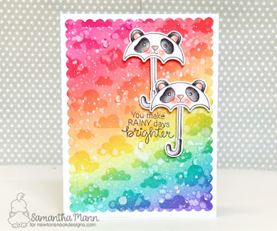 You Make Rainy Days Better Card by Samantha Mann for Newton's Nook Designs, rainbow, stencil, umbrella, ink blending, distress inks, handmade cards, card #inkblending #newtonsnook #cards #rainbow