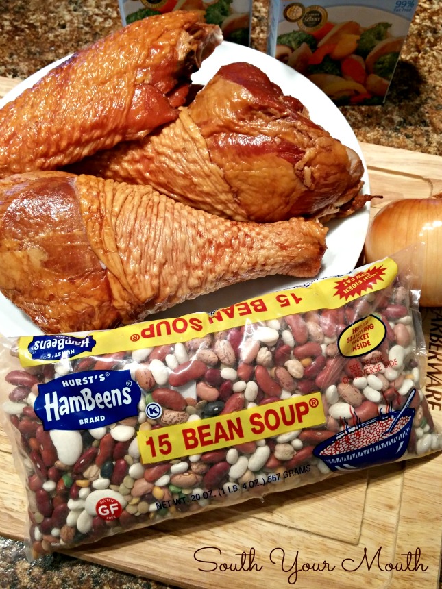 15 Bean Turkey Soup! Perfect for leftover Thanksgiving turkey and also easy to make with smoked turkey wings or legs.