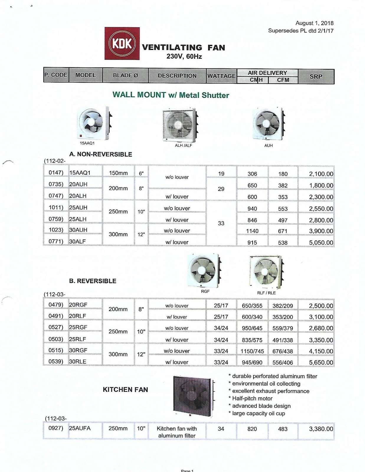 Maximaxsystems Com Kdk Ventilating Fans Price List