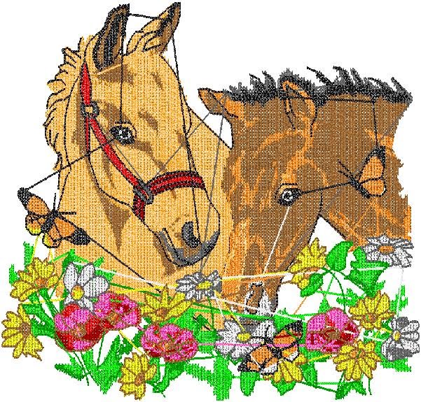 Bordados Computadorizados Exclusivos: 2 Cavalos em ponto cruz