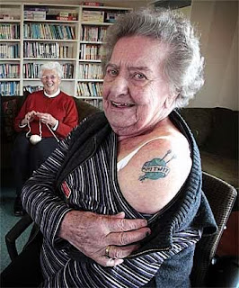 Grandma with knitting tattoo