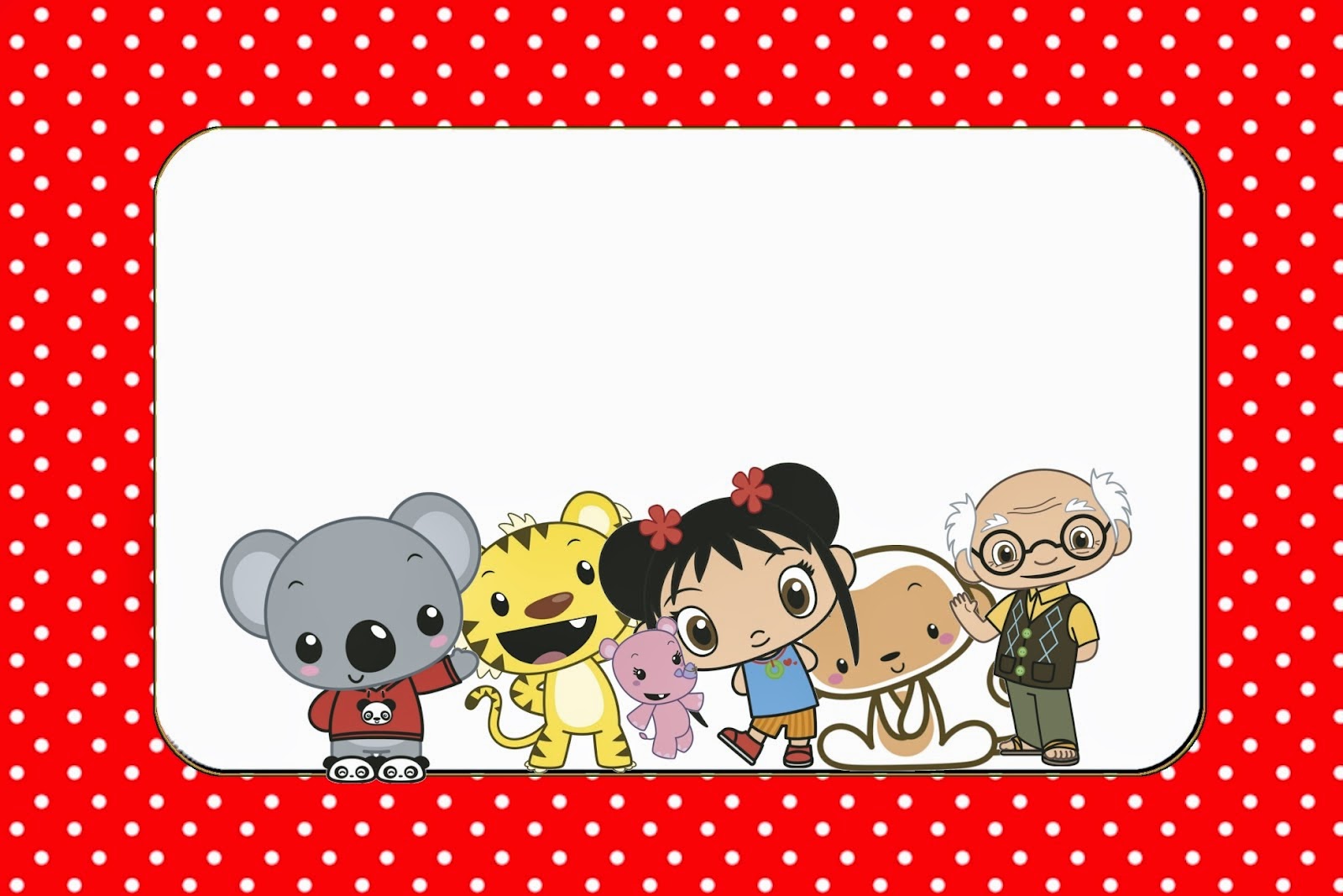 Ni Hao Kai Lan: Invitaciones para Imprimir Gratis. Para hacer invitaciones, tarjetas, marcos de fotos o etiquetas, para imprimir gratis de Ni Hao Kai Lan.