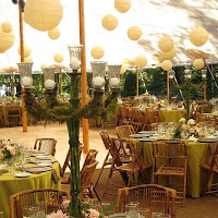 Wedding Dance Floor Decorated with Paper Lanterns
