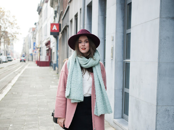 Outfit: insect loafers and pink coat