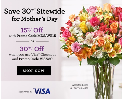 1800Flowers Mother's Day 30% Off VIsa Checkout Promo Code
