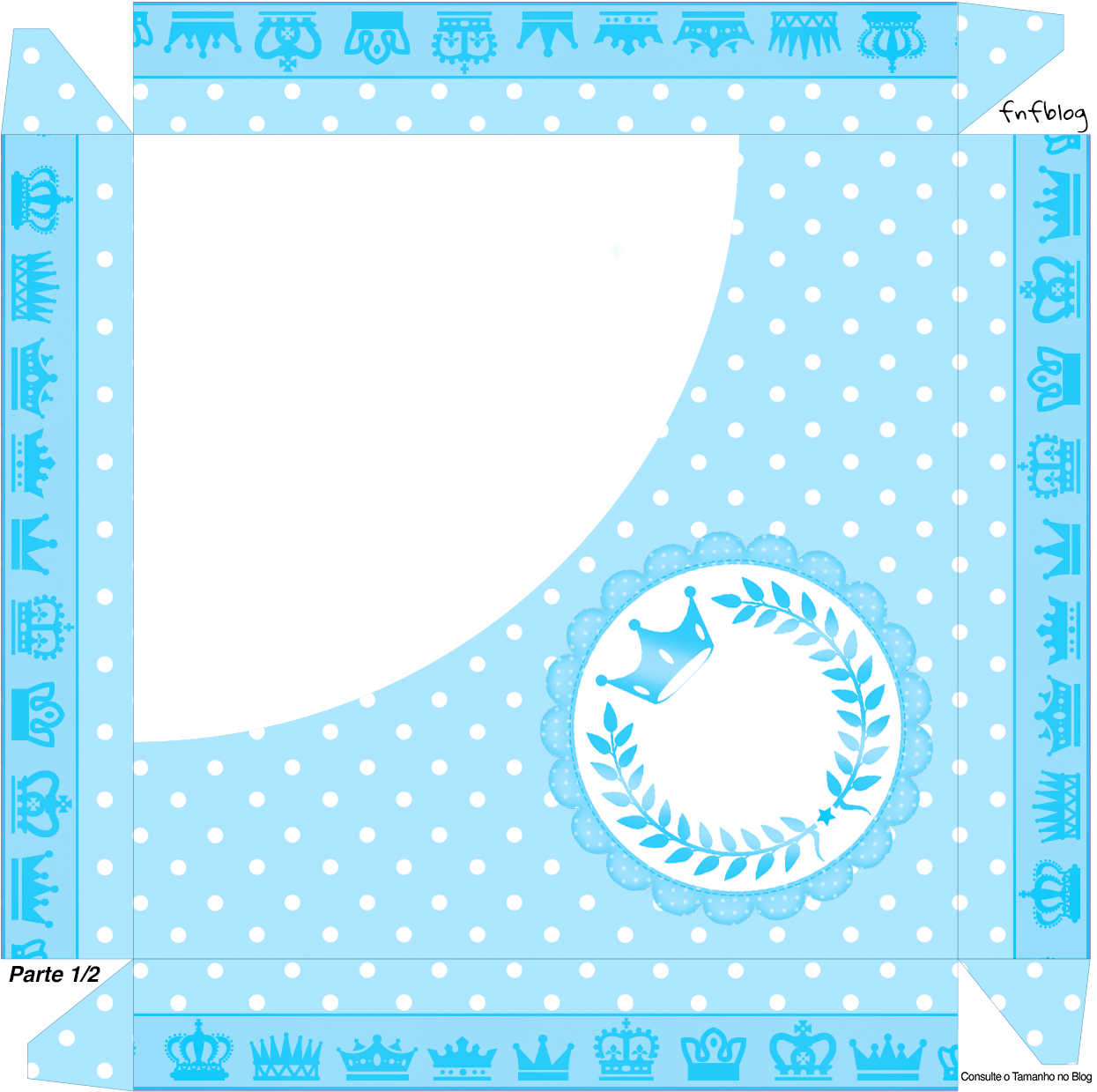 Light Blue Crown in Stripes and Polka Dots Free Printable Boxes for a