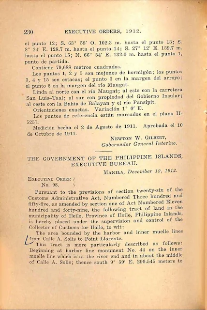 Executive Order No. 97 series of 1912, Spanish version, continued.