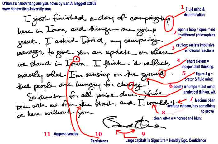 Barack Obama Handwriting analysed