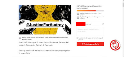 Sebagai contoh saya akan menandatangani petisi KPAI dan KPPAD, Segera Berikan Keadilan untuk Audrey #JusticeForAudrey!. Untuk komentar boleh diisi atau tidak, setelah itu klik Tandatangani petisi ini
