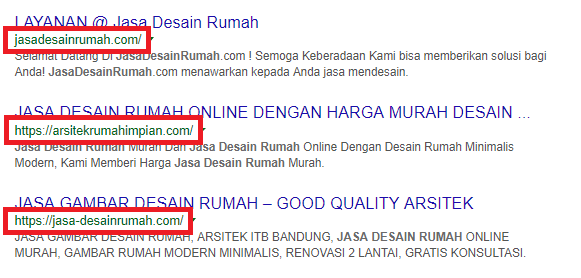 nama domain di hasil pencarian Google