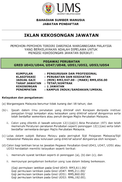 Iklan Jawatan Kosong Terkini di Universiti Malaysia Sabah 