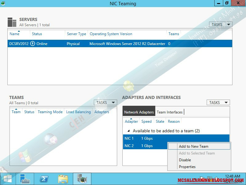 MCSA Learning Channel: Windows NIC Teaming using Server Manager on ...