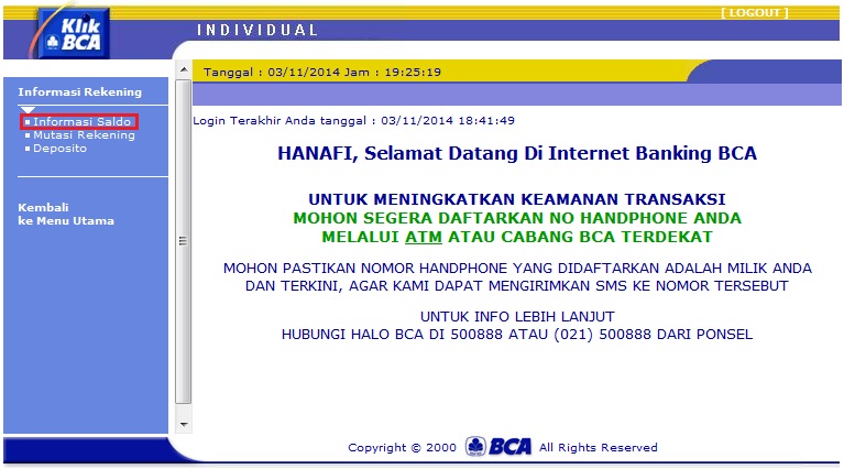 CARA CEK SALDO ATM / REKENING BCA ONLINE LEWAT INTERNET