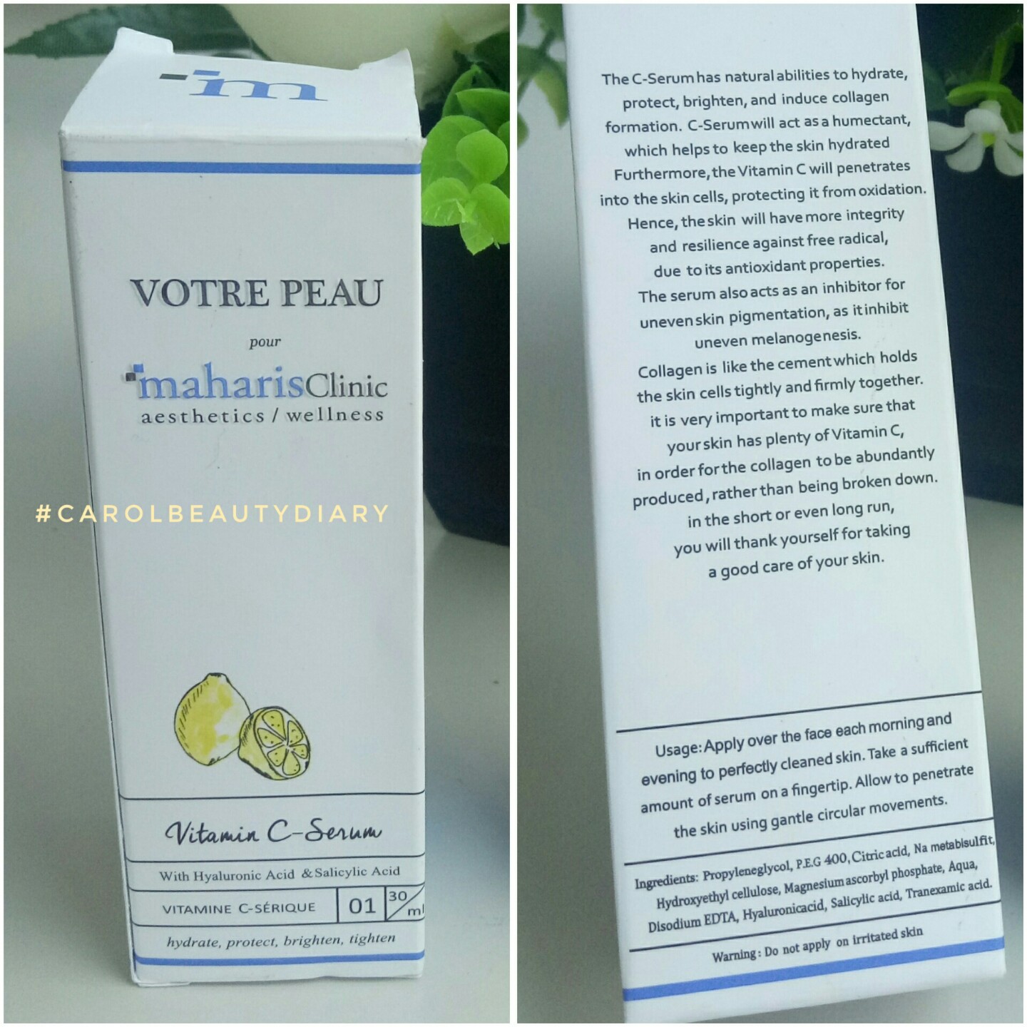 Carol Beauty Diary Review Votre Peau x Maharis Clinic Vitamin C Serum & Votre Peau Facial Sun