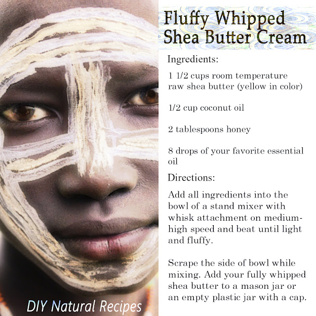 Use DIY Fluffy Whipped Shea Butter Cream a deep conditioner for hair, body massage oil, dry skin hydration, eczema relief, and sunscreen protection.