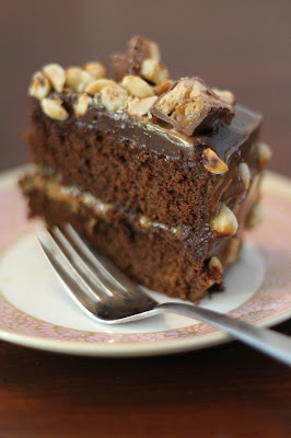 Nutella-caramel-Snickers chocolate cake