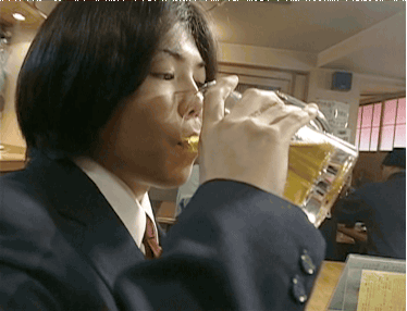Japanese slave drinking his mistress' pee from a beer glass in public