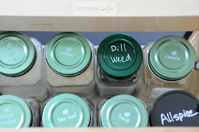 Pull out base cabinet spice drawer :: OrganizingMadeFun.com