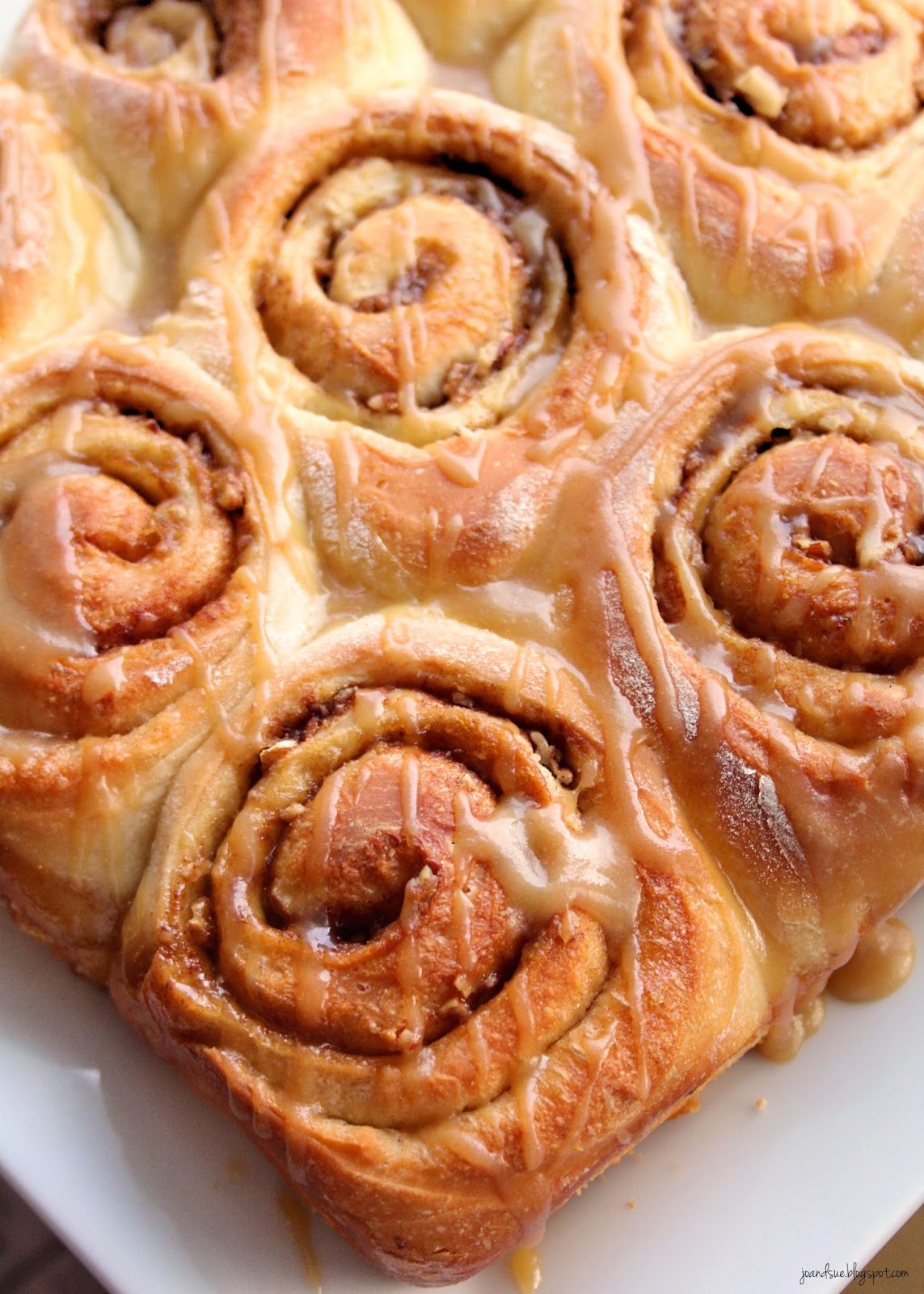 Jo and Sue Overnight Pecan Cinnamon Buns With Caramel Drizzle