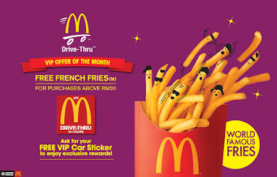McD Drive-Thru VIP Member FREE French Fries (Minimum Purchase RM20