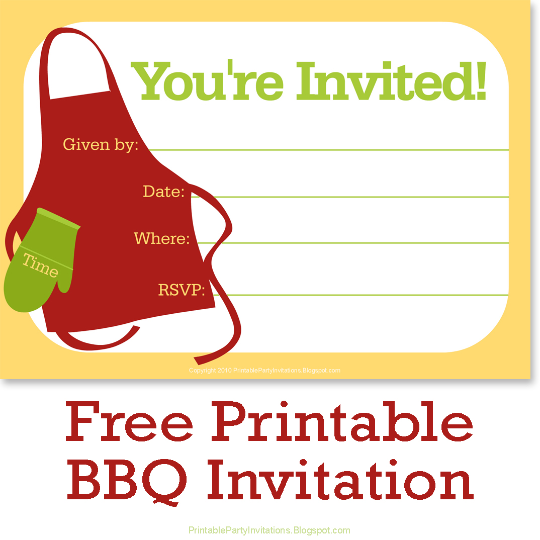 Invitations Template For A BBQ Or Cookout Free Printable Party 