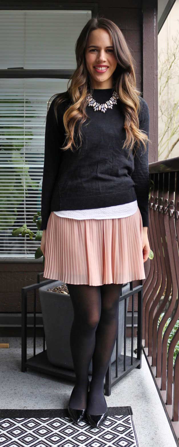 Jules in Flats - Valentines Day Outfit, Pink Chiffon Mini Skirt